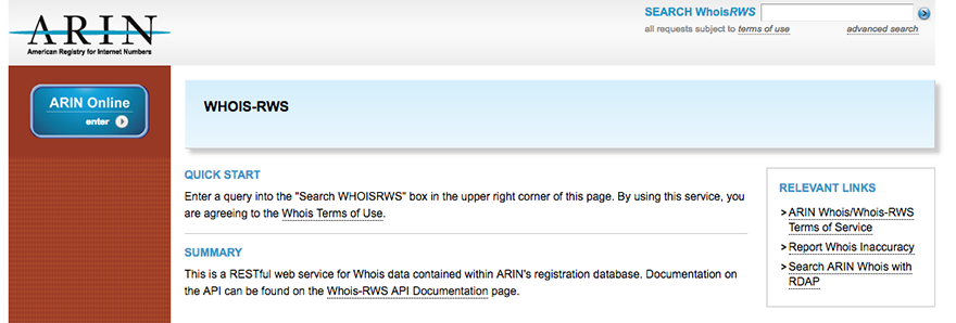 screen capture showing whois-rws interface