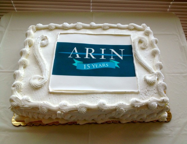 ARIN celebrates 15 year anniversary cake