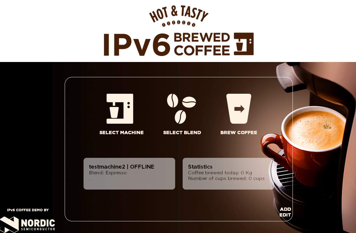 IPv6-Brewed Coffee Over Bluetooth Smart
