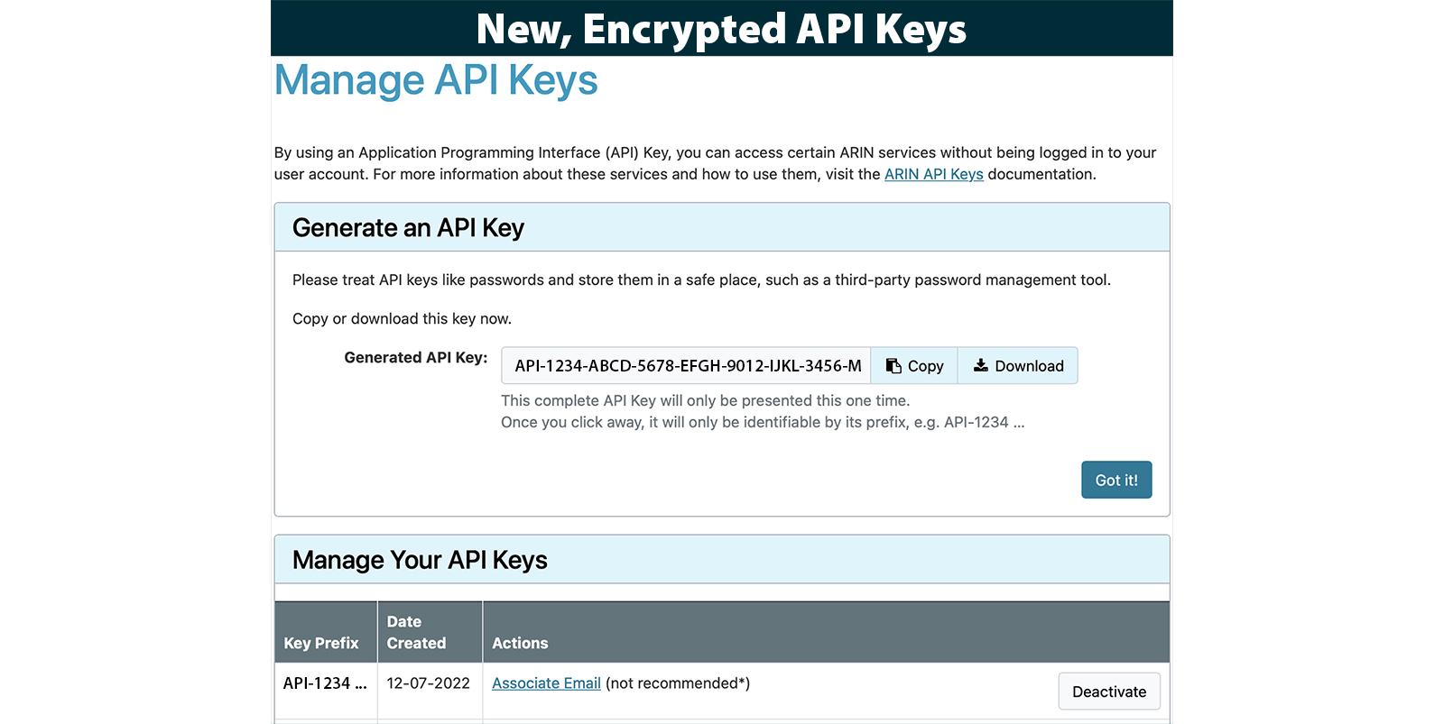 New, Encrypted API Keys Example