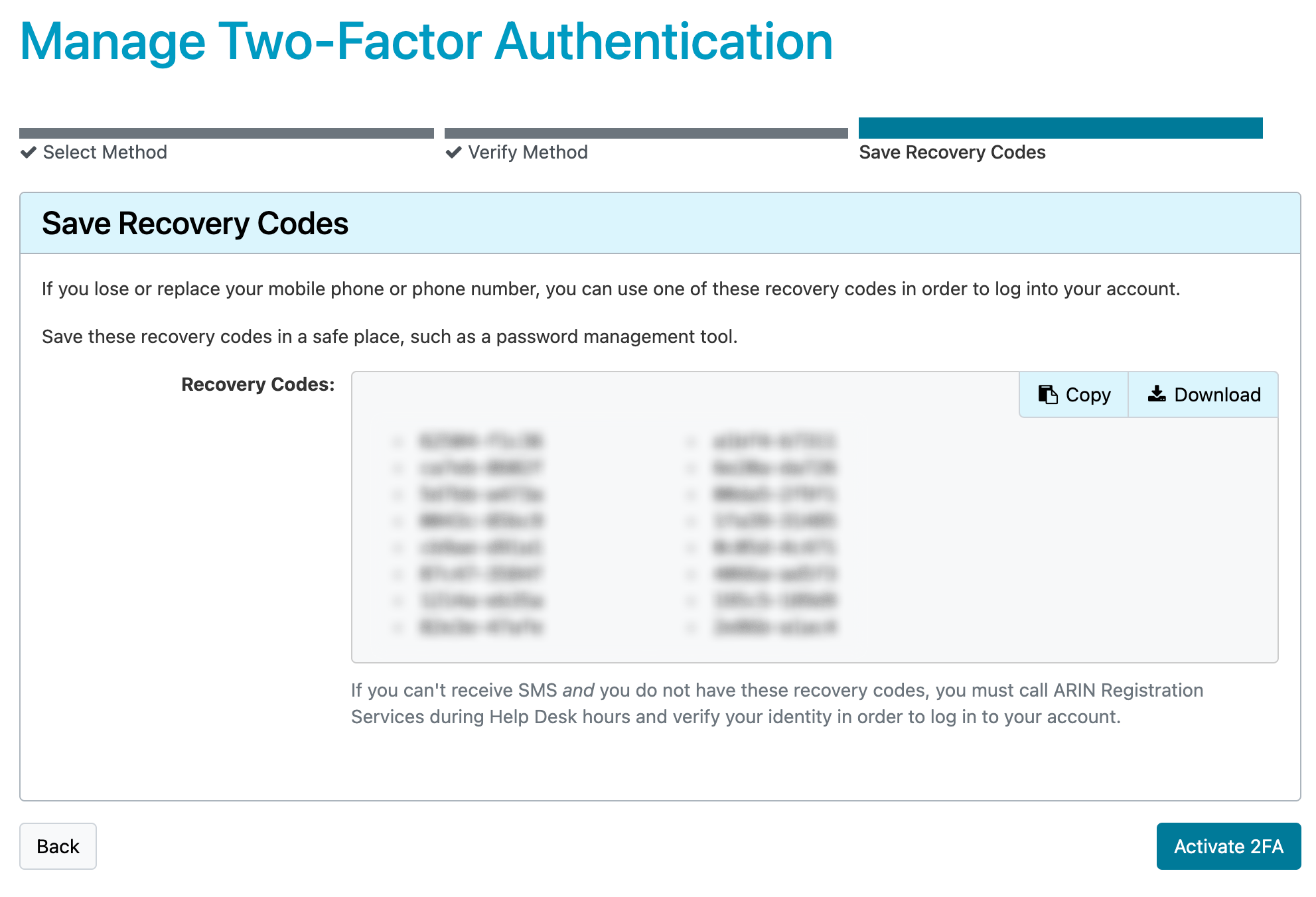 Recovery Codes