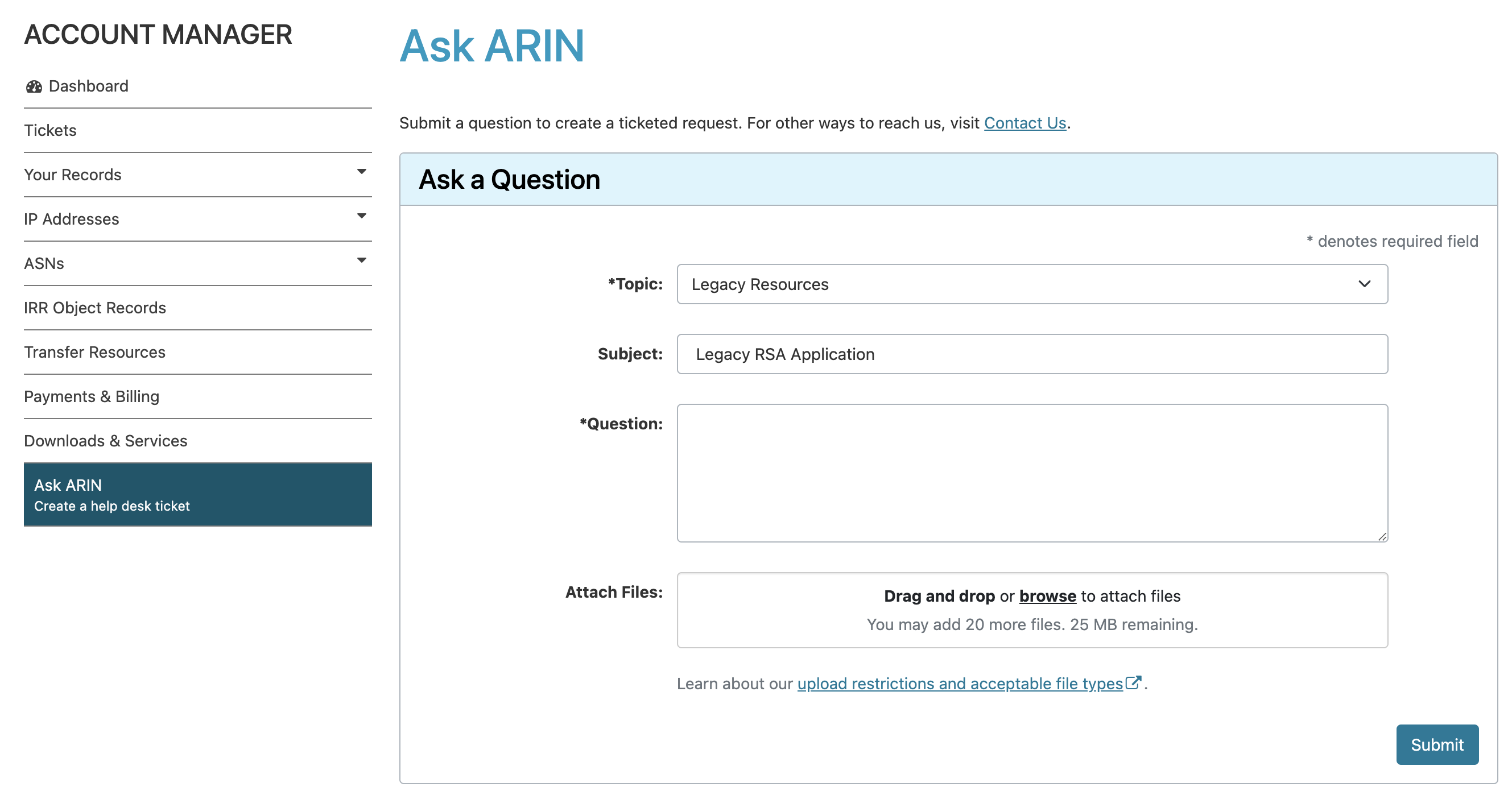 Requesting an LRSA from ARIN