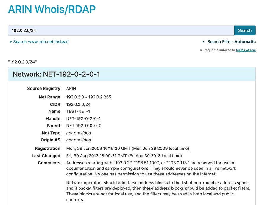 Using Whois - American Registry for Internet Numbers