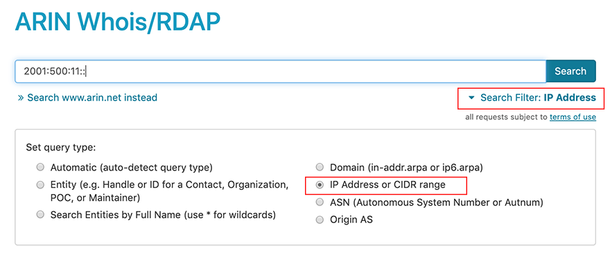 Using Whois - American Registry for Internet Numbers